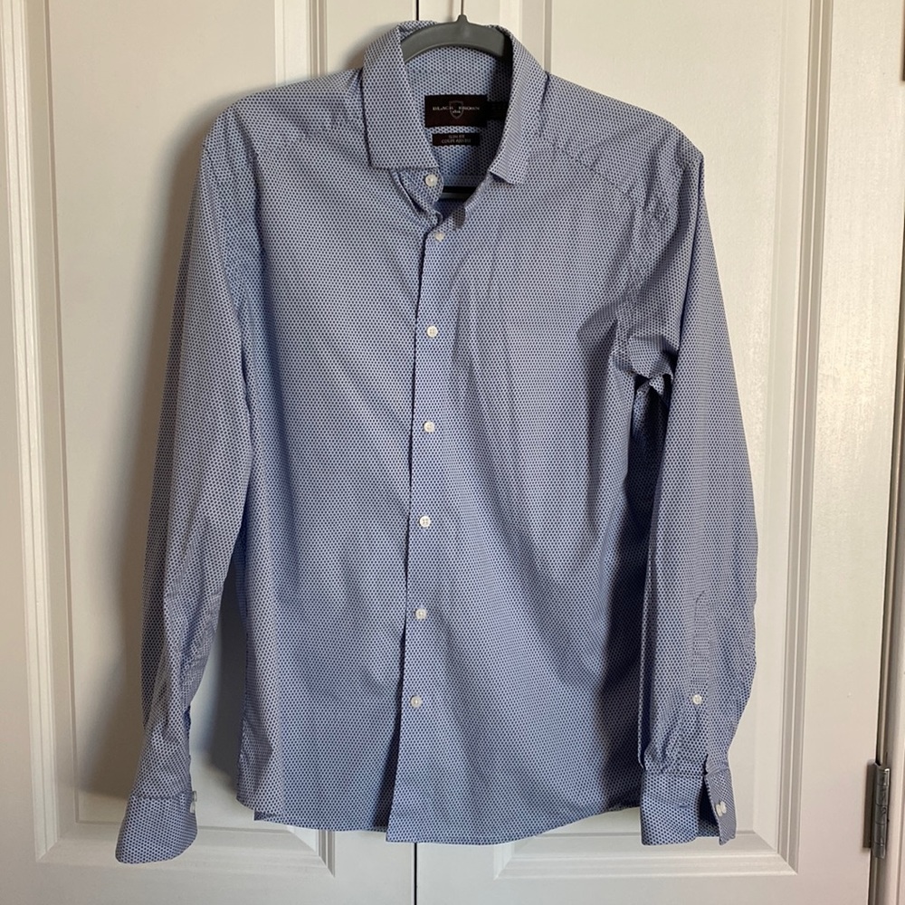 Black Brown Men’s Slim Fit Button Down Dress Shirt - Size M